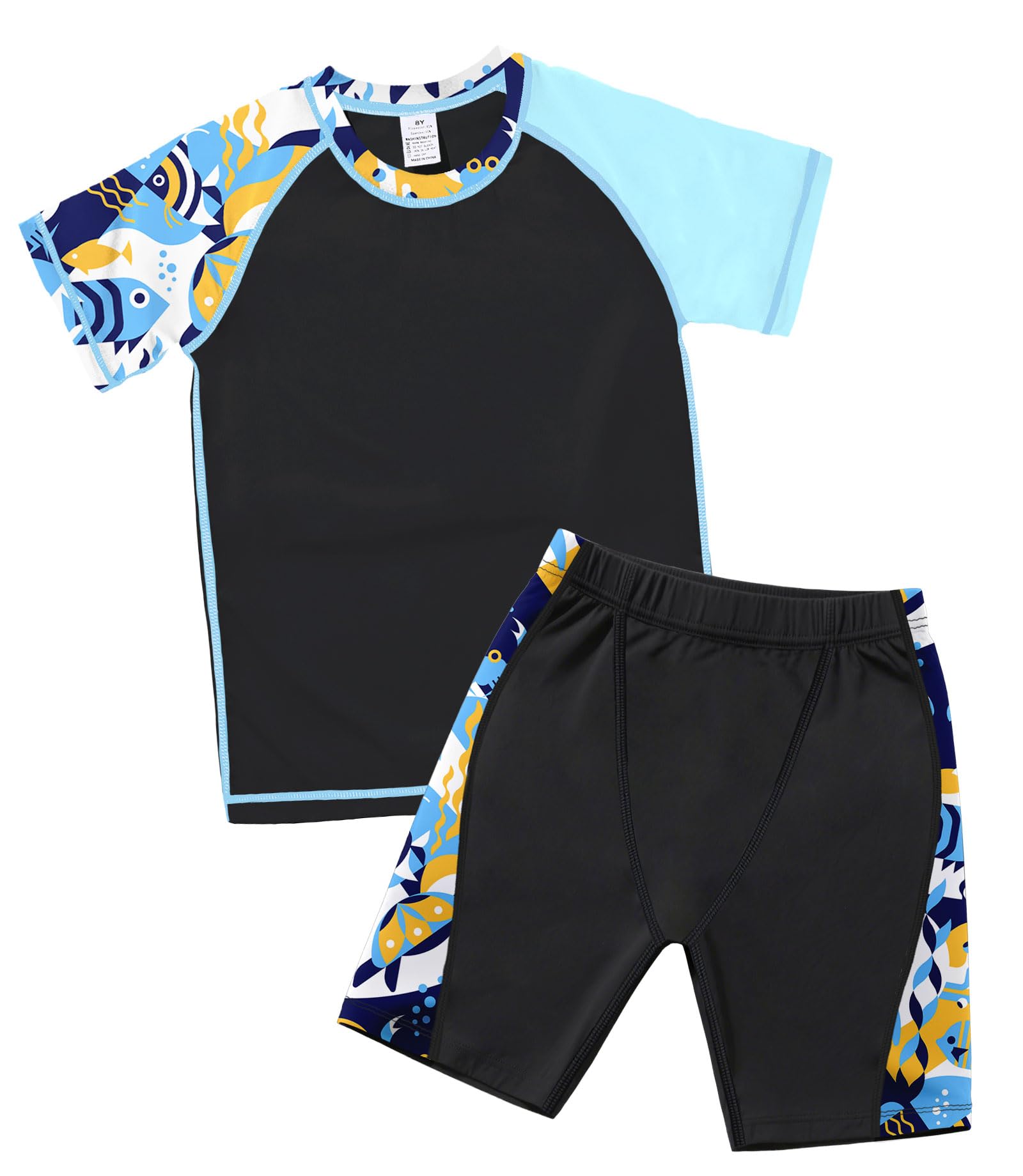 ANGEL CITIZ UV Kleidung Kinder Zweiteiler Badeset Schwimmshirt Badehosen für Jungen UPF 50+ Badebekleidung Mädchen 98-140