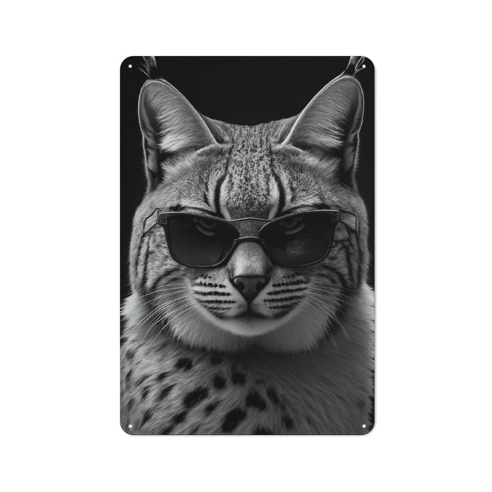 Smart Portrait of A Bobcat Office Metal Sign 30x20cm, Creative Space Decor for Home Office, Reading Corner Or Bedroom