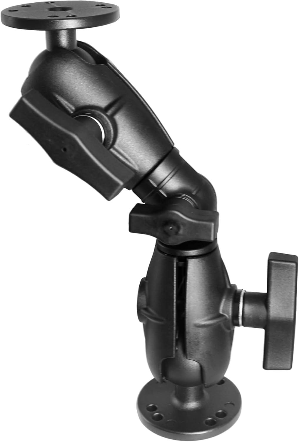 1.5" Double Ball Mount with Two AMPS Round Plates, Tablet/Fish Finder Mount, Double Socket Swivel Ratchet Arm with 1.5 inches / 38mm / C Size Ball, Compatible with RAM, Arkon, iBolt and More