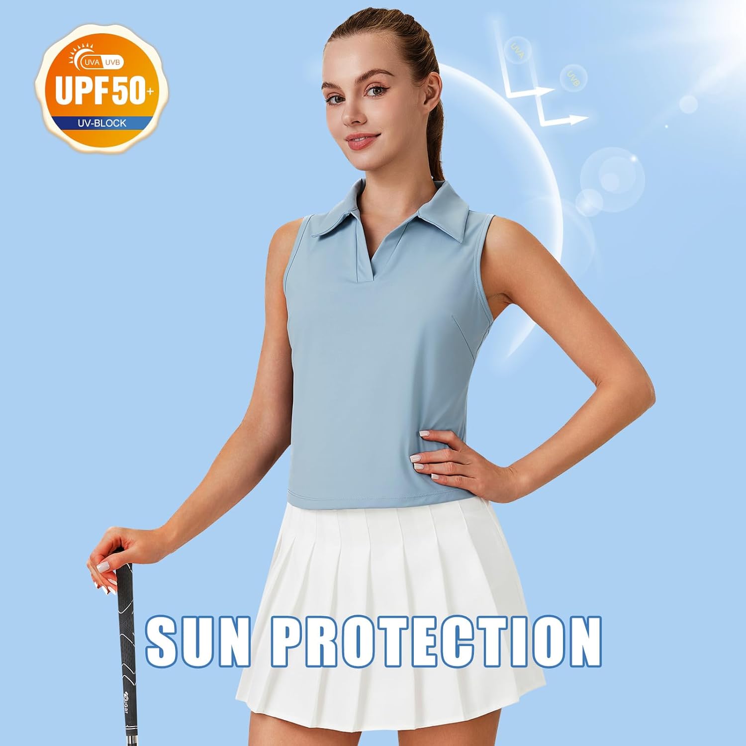 Turnhier Womens Sleeveless Golf Polo Shirts Quick Dry Collared V Neck Tennis Athletic Tank Tops - Image 4