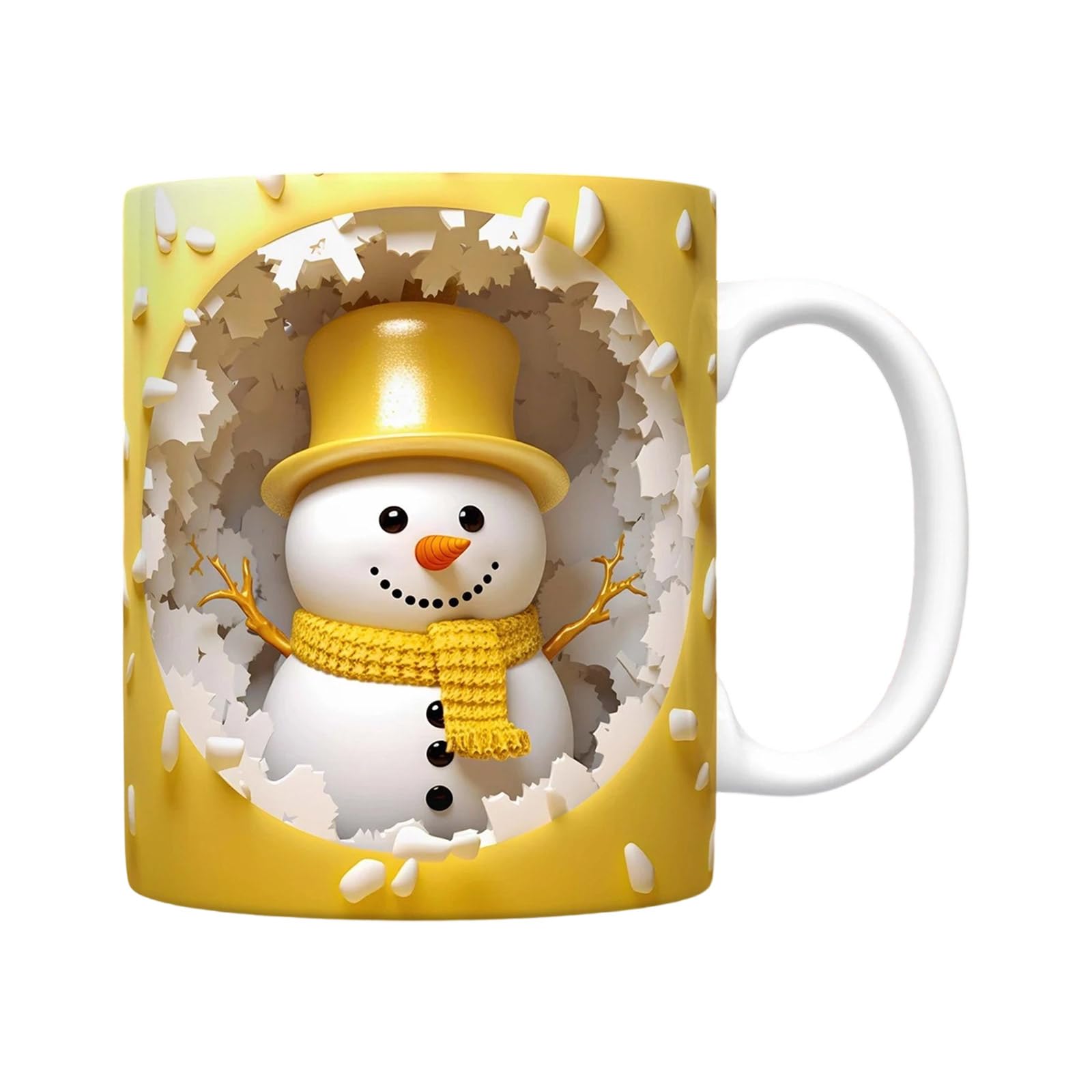 Xjdzineq Snowman Decorated Ceramic Mugs 350ml Dishwasher Safe Perfect for Teas Coffee Cocoas Snowman Christmas Ceramic Mugs