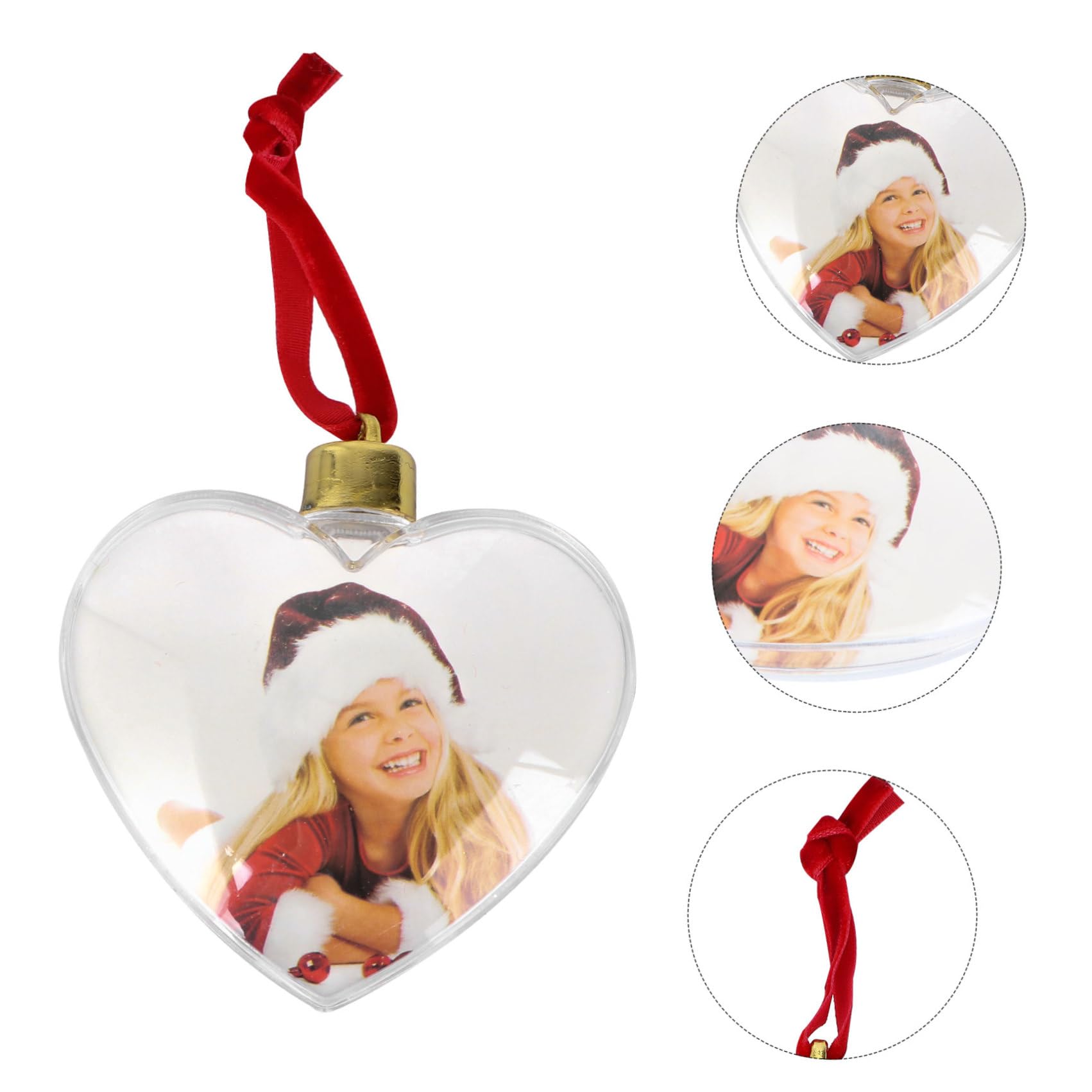 GALPADA Adornos para Fiesta Colgantes Transparentes DIY, Marco de Fotos Corazón 8.5 Cm, Plástico Resistente, 6 Piezas, Decoración Fotográfica para Eventos y Manualidades