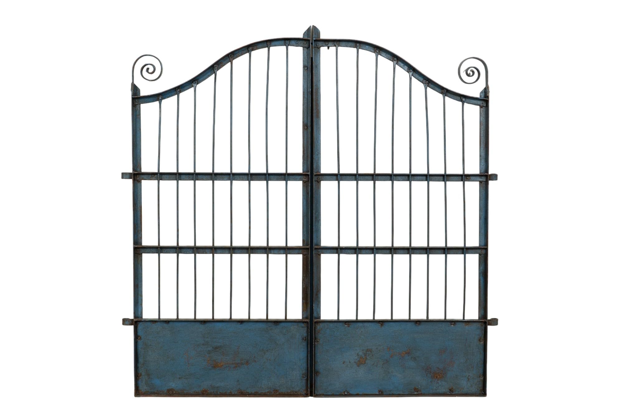 Biscottini Porte en fer pour extérieur 115x115x5 cm | Porte en fer forgé avec finition antique | Porte jardin extérieur pièce unique, Clôtures décoratives (Vert eau)