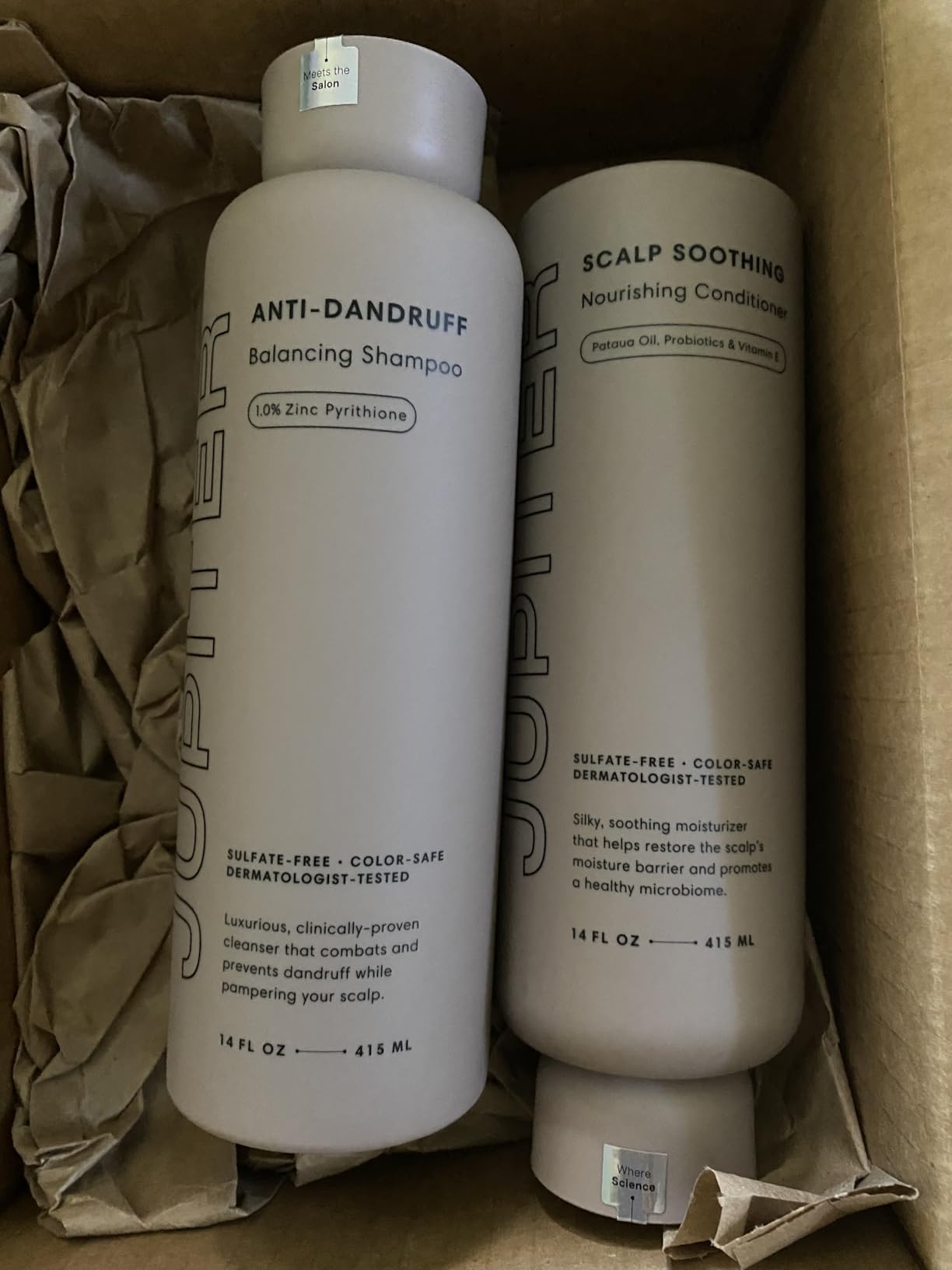 Jupiter Anti Dandruff Shampoo & Conditioner for Men & Women for Flaky, Itchy, Oily & Dry Scalp - Nourishes Scalp and Reduces Breakage & Flakes - Color-Safe, Sulfate-Free, Paraben-Free
