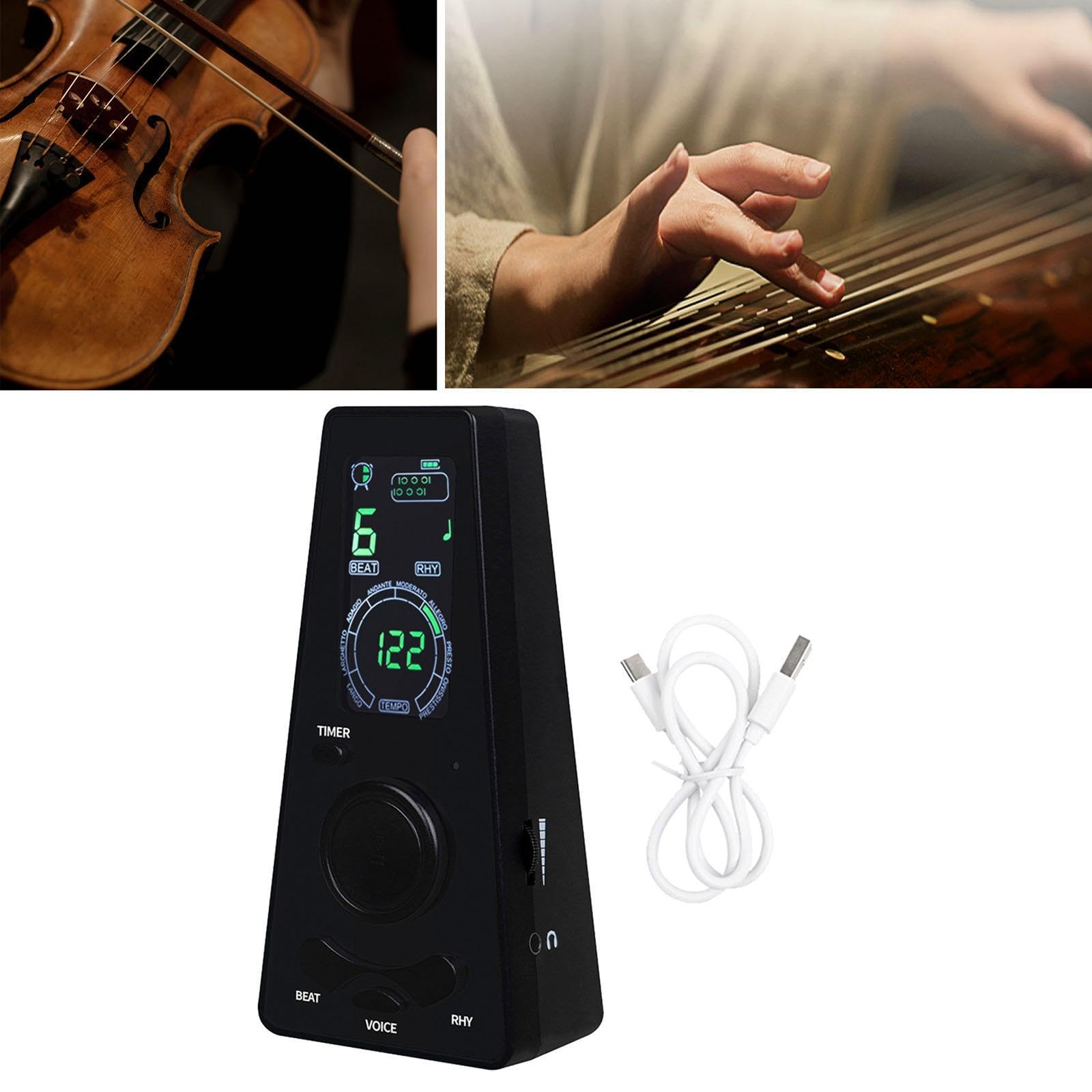 Métronome électronique avec Réglage de La, Léger et Multifonctionnel, Accordeur pour Enfants et Guitares, Idéal pour Les Performances En Direc, Noir