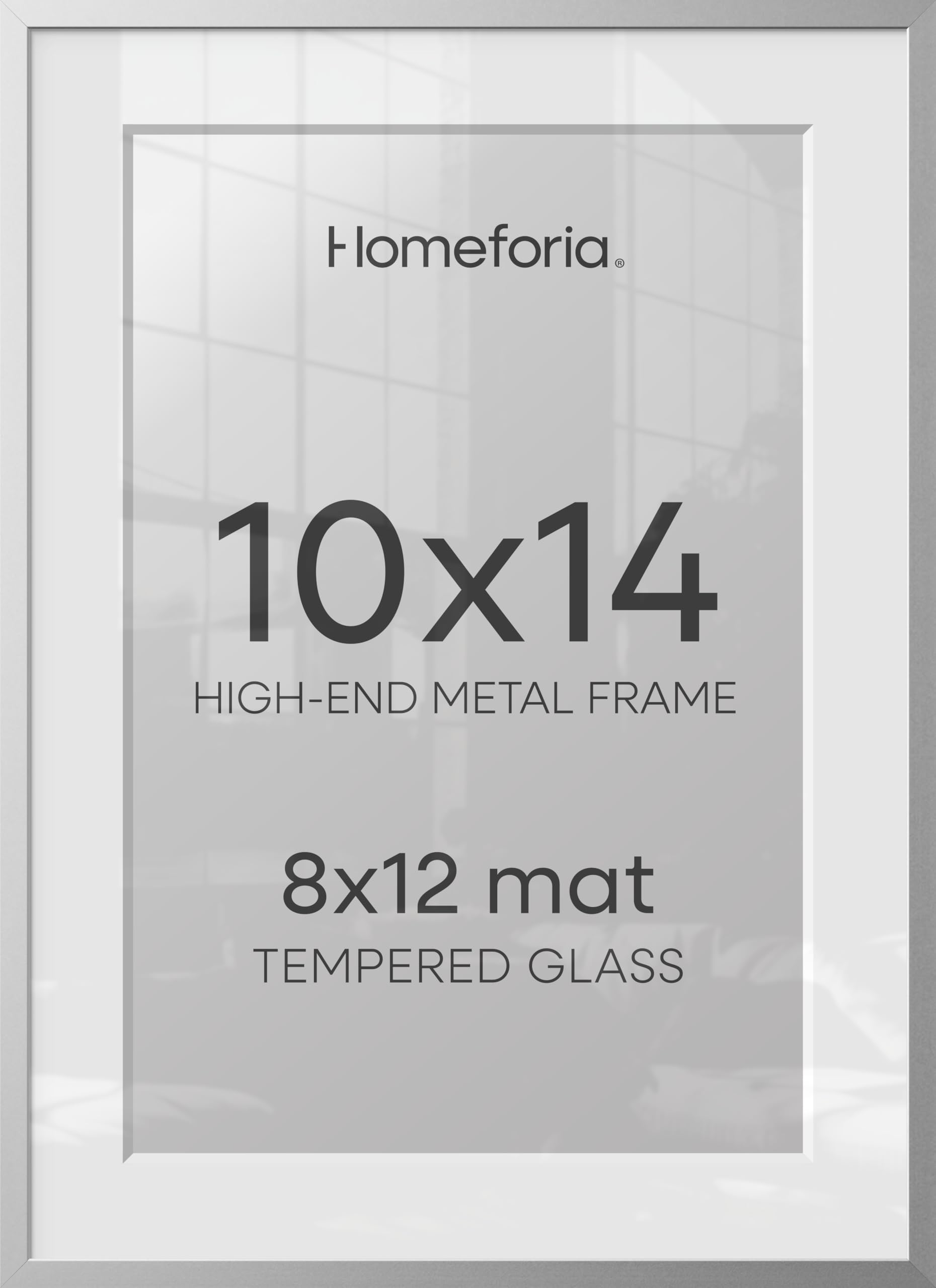 Homeforia 10x14 Silver Picture Frame, High-End Metal, 8x12 Mat, Glass | High End Aluminum, Tempered Glass, Acid-Free 8x12 Removable Mat, 10x14 in Edge-to-Edge Display 14x10, Wall Kit, Set Of 3