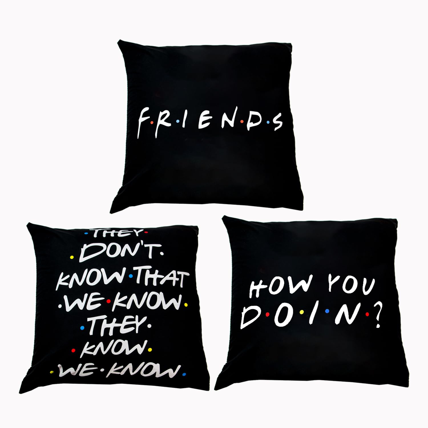 MZQSIY 18x18 inch Black Sofa Polyester Home Decor Friends TV Show Cushion Cover Pillow Covers Pillow Cases (1 3 7)