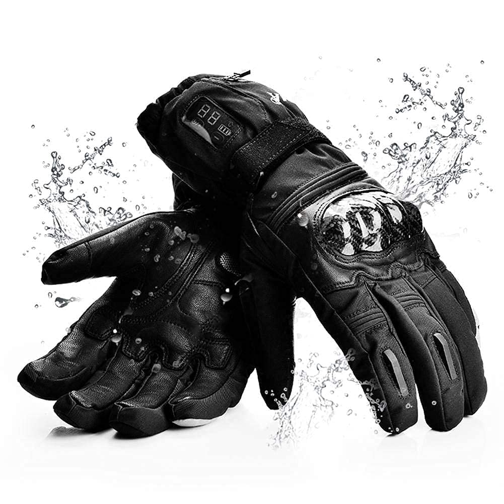 SBTXHJWCGLD Guantes calefactados 7.4V 2200mAh, Guantes eléctricos con batería Recargable, Pantalla LED de Temperatura para Esquiar en la Nieve, Patinaje sobre Hielo, Montar en Motocicleta, PES