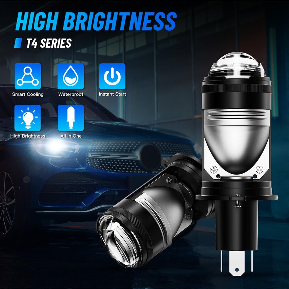 YONGYAO A500-T4 H4 Mini Projektor Linse 70W 20.000LM Plug and Play für Linkslenker Perfekte Hell Dunkel Grenze