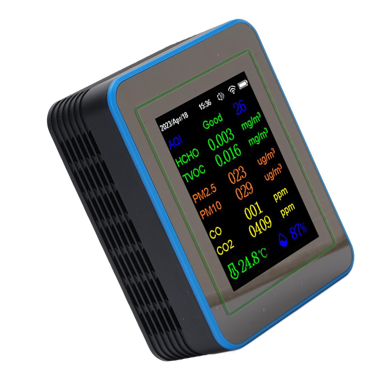 Medidor de Calidad del Aire 12 en 1 WiFi Monitor Inteligente de Calidad del Aire Interior con CO2 TVOC HCHO Temperatura Detección de Humedad Pantalla Grande para Oficina en casa (Amoratado)
