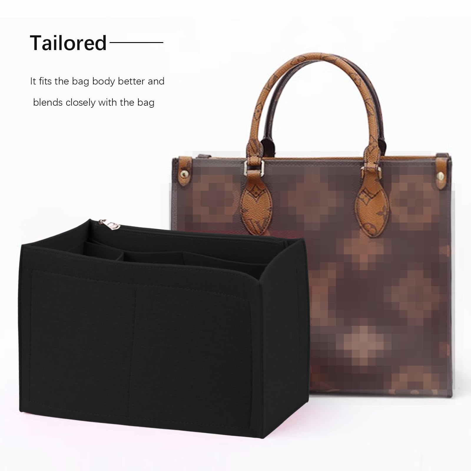 Lckaey Organizador de bolso Onthego GM ONTHEGO de fieltro con cremallera Y063black-L
