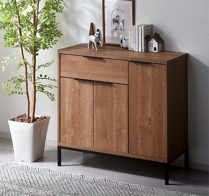 Amazon.co.jp: キャビネット 幅90cm 90幅 北欧 木製 おしゃれ スリム  