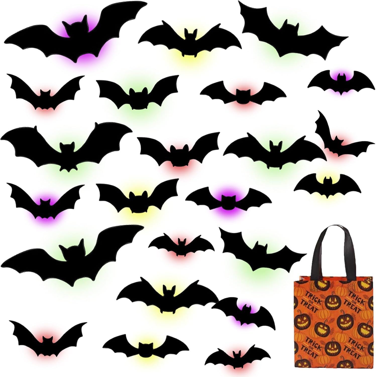 3D Bat Design Led Decoration, Halloween Bats Wall Decor, Hanging Bats ...