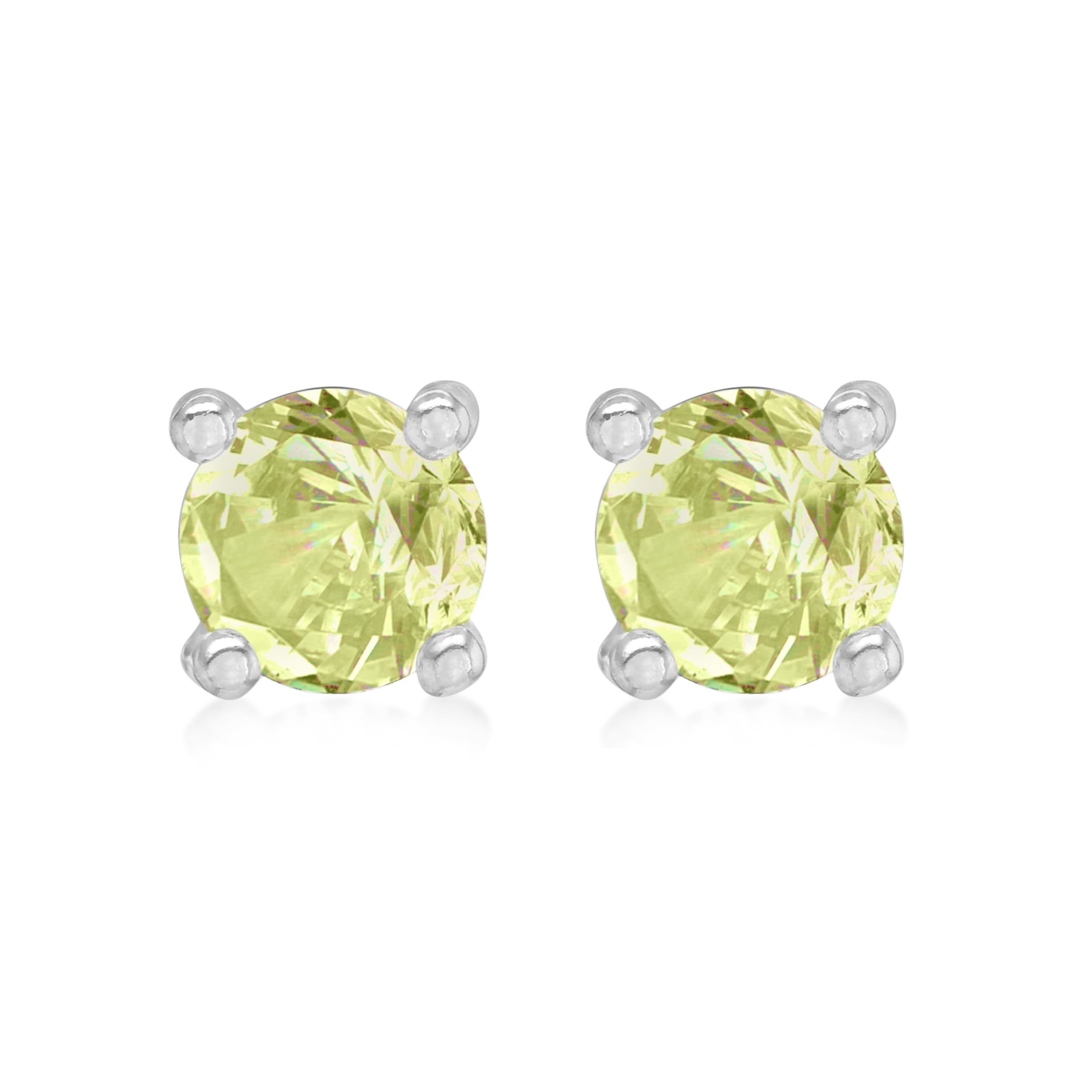 Amazon Essentials Sterling Silver Rhodium Plated Peridot CZ August Birthstone Stud Earrings