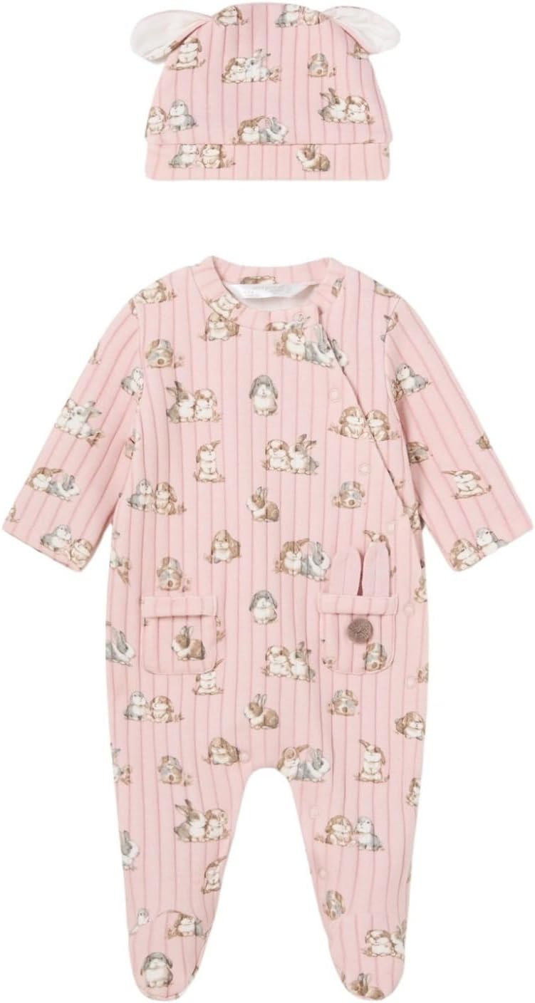 Mayoral Dungaree and hat set for Baby-Girls Blush