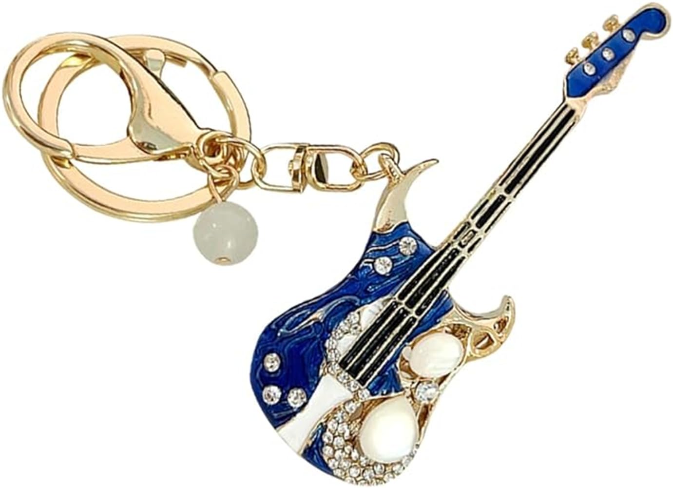 shilipu Rhinestone Bass-Guitar Keychain Guitar Keychain Hiphop Rock Style Jewelry Musical Instrument Keyring Guitar Lovers Gift