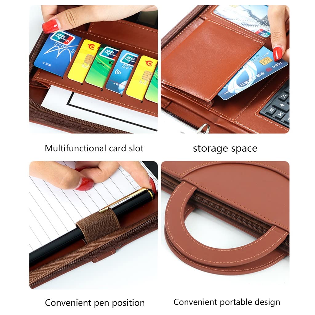 IBOWZ Cartella per Documenti in Pelle A4 Raccoglitore per Portafoglio Cartella Portadocumenti con Cerniera Portadocumenti Borsa Organizer per Donna Uomo Business School Office