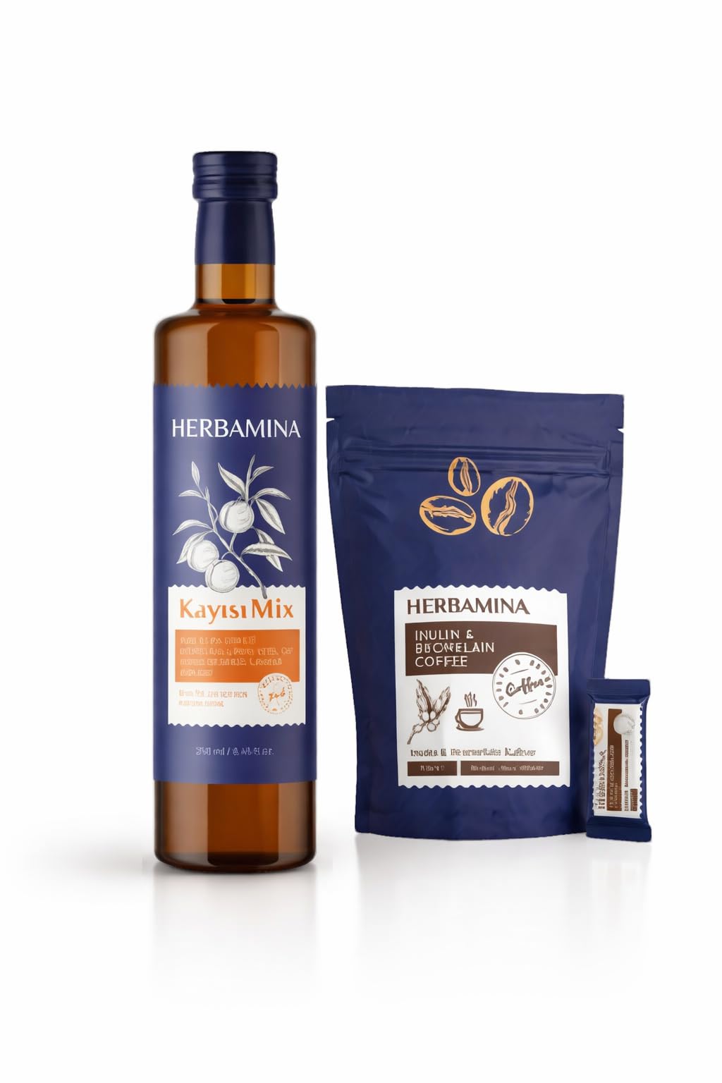 Herbamina Set – Instant Kaffee 90g & Aprikosen Essig 250ml | Kaffee & Essig Set | Kahve ve Sirke Seti