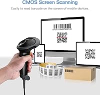Vista 4 de Eyoyo EYH2 - Escáner de código de barras USB 2D portátil, escáner automático de código QR con cable PDF417, lector de código de barras de matriz