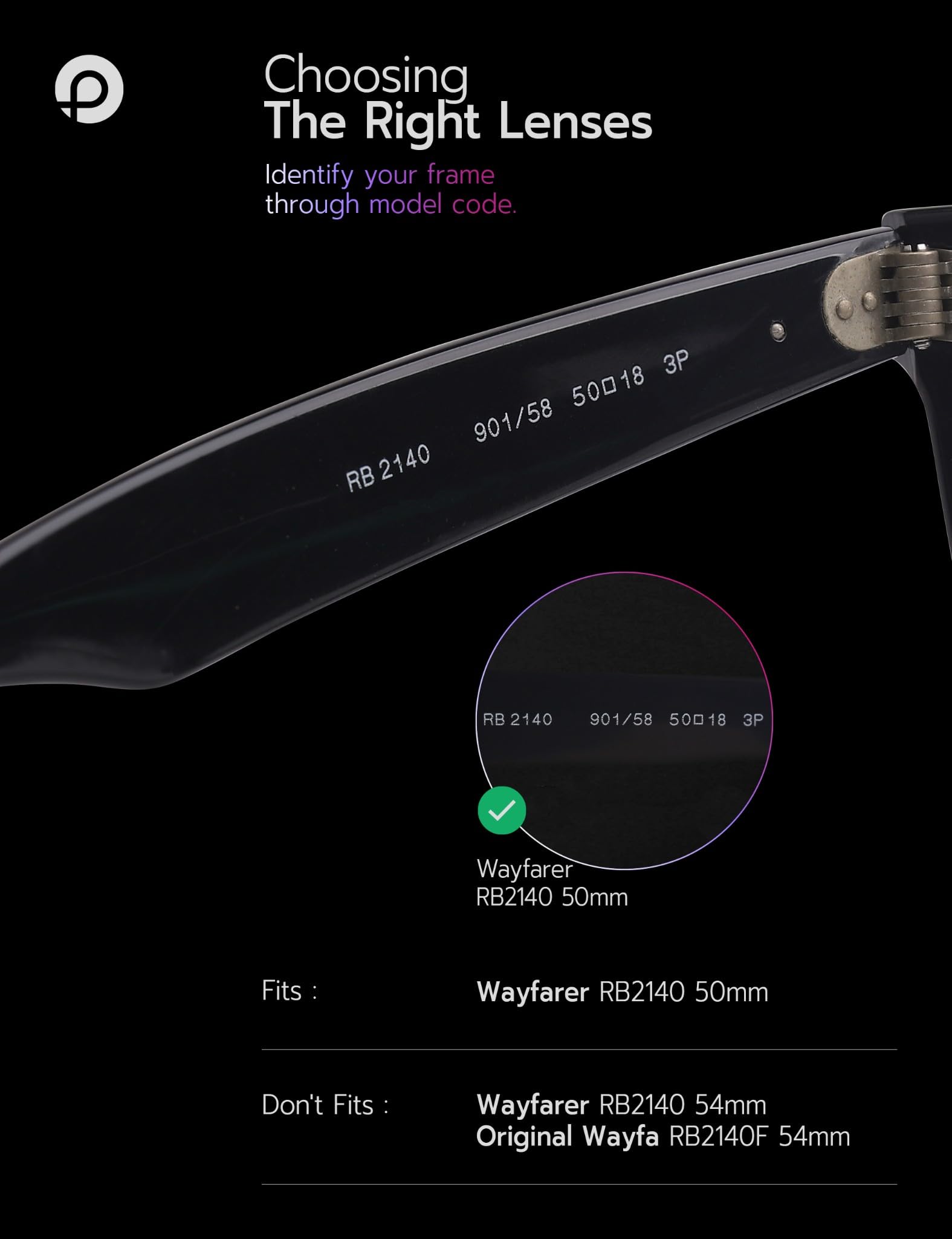 Lentes de repuesto compatibles con lentes de sol Ray-Ban RB2140 de 50 mm