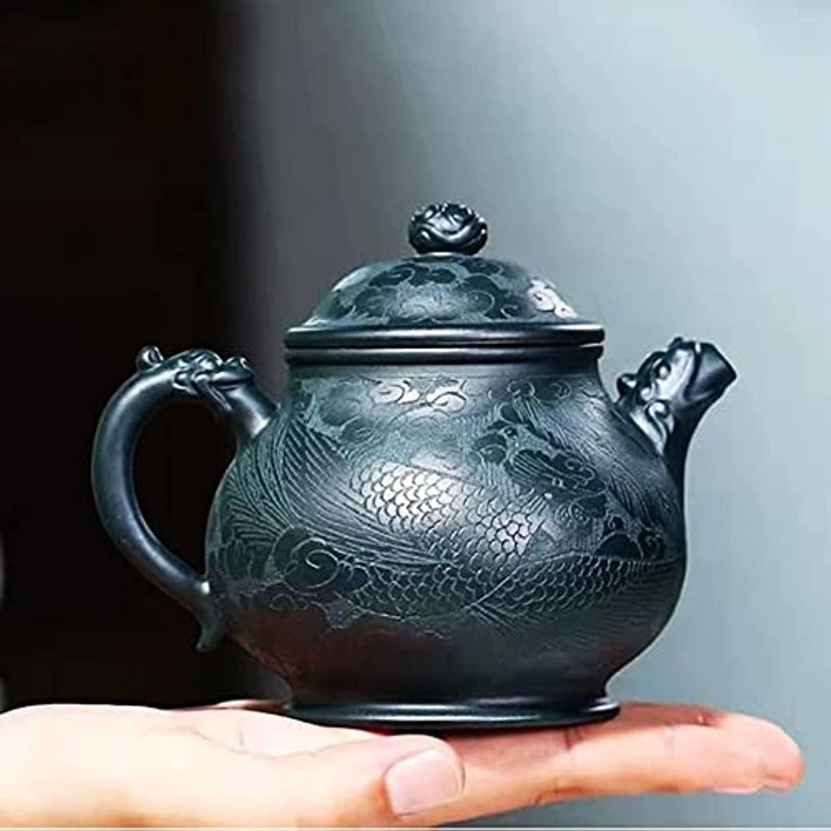 Chiński zestaw do herbaty Gongfu, 300 ml, fioletowe czajniki, ręcznie rzeźbiony wzór smoka, zestaw do herbaty Beauty Kettle Zisha, kolekcja