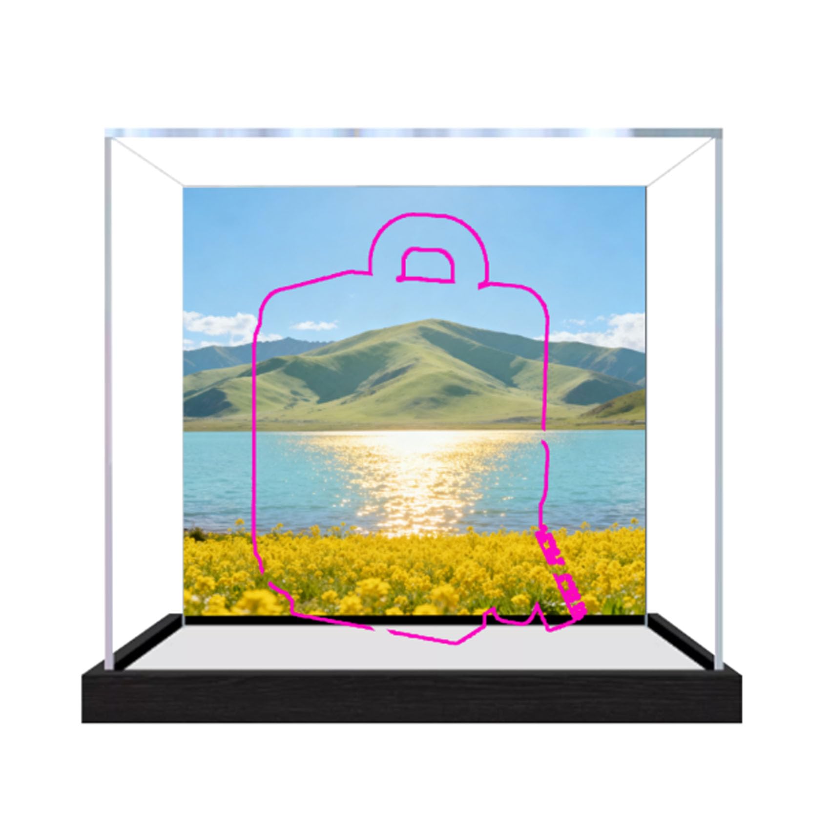 Acrylic Display Case for Le-go 40817 Suitcase Model, Dustproof Display Box (display box only) (StyleC Background 3mm)