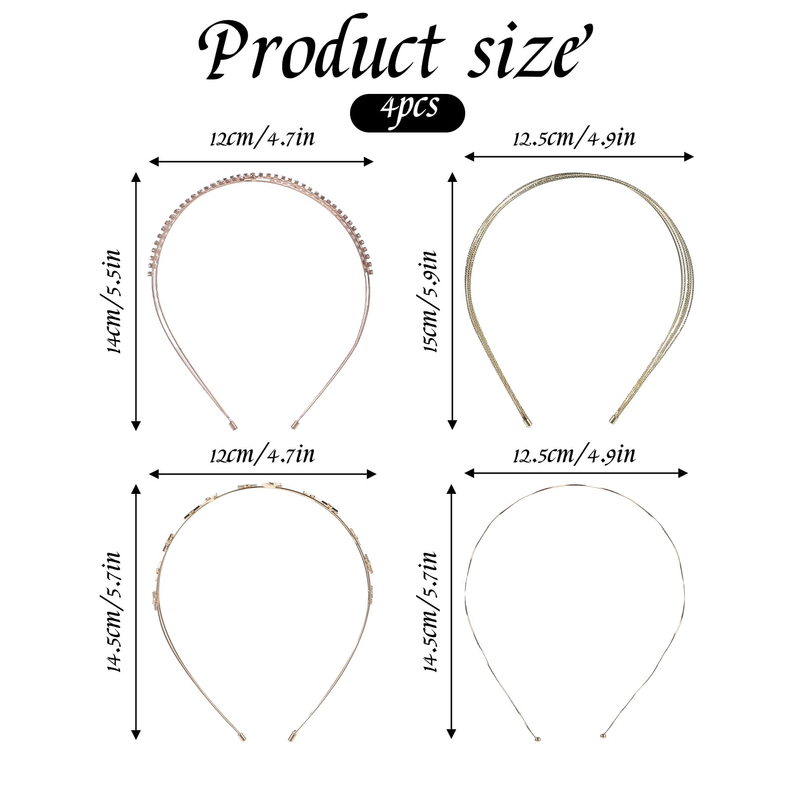 4Pcs Gold Bridal Headband - Image 2