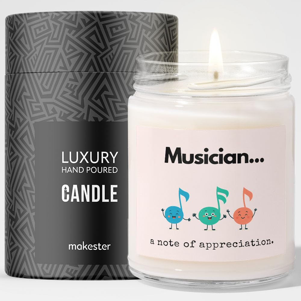 Musician Gift - Luxury Soy Wax Candle - Vanilla, Jasmine, Sugared Almond - Makester — image 1
