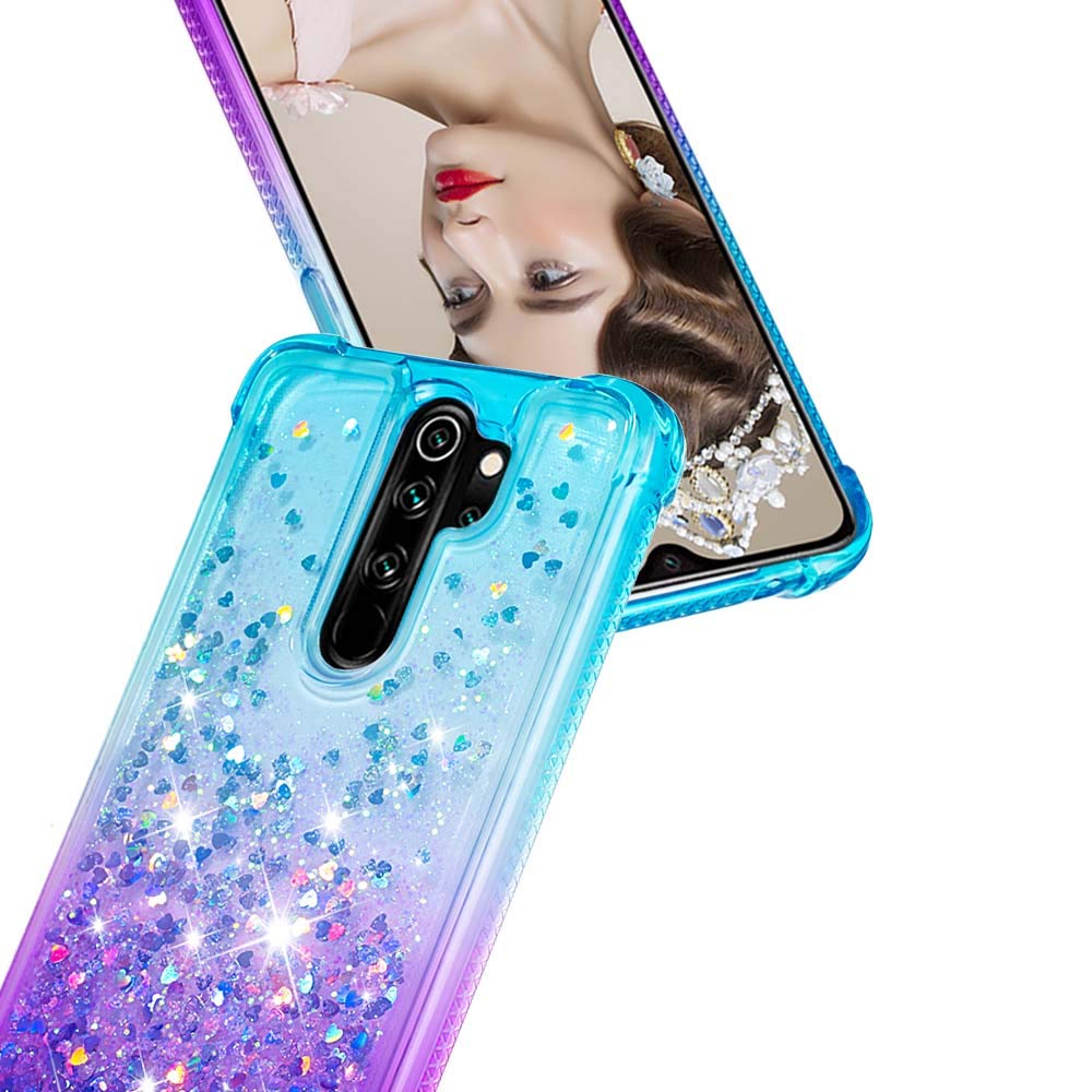 Custodia Glitter Per Xiaomi Redmi Note 8 Pro: Copertina Protettiva Con Brillantini E Cavalletto
