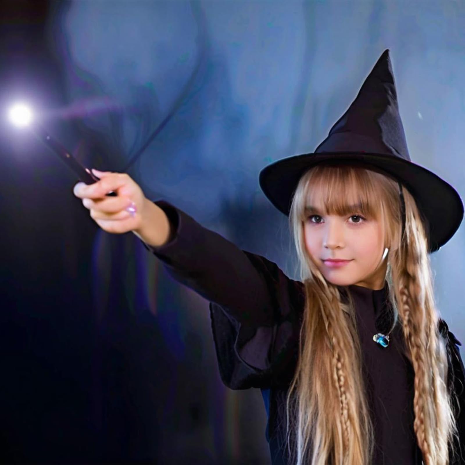 AYZDJ 2 Pack Adult Black Pointed Witch Hat, Soft Breathable Wide Brim Headwear - Image 3