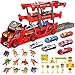 Sanlebi Camiones de Juguete para Niños, Transportador de Camion con 6 Mini Coches de Metal para Niños y Niñas