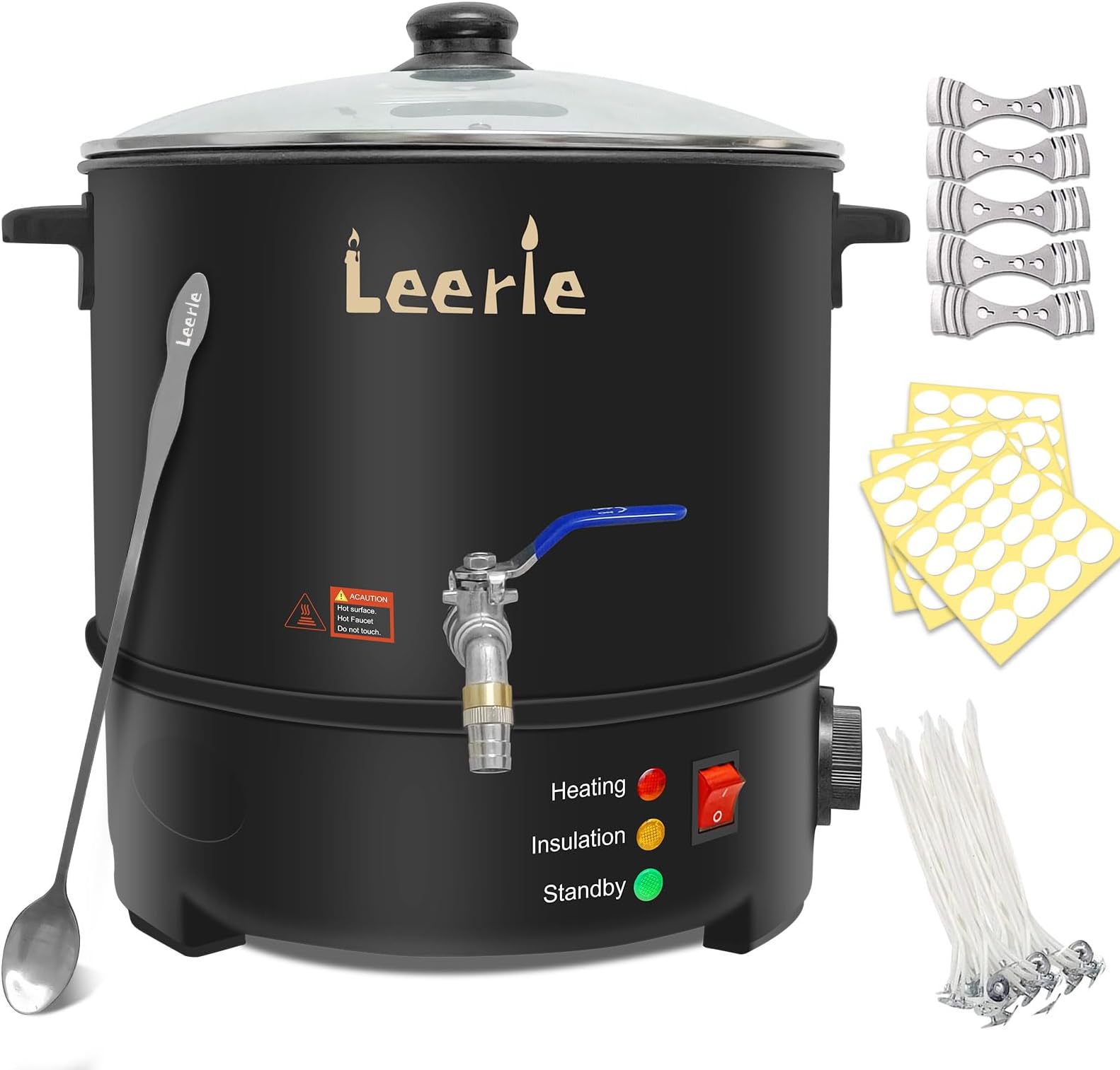 Leerie 20Lbs Commercial Wax Melter for Candle Making, L10 Extra Large Electric Wax Melting Pot Kit for Candle Making Business with Heating Core Brass Spout & Temp Control & Heat Resistant Handle