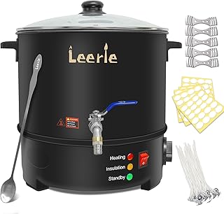 Leerie 20Lbs Commercial Wax Melter for Candle Making, L10 Extra Large Electric Wax Melting Pot Kit for Candle Making Business with Heating Core Brass Spout & Temp Control & Heat Resistant Handle