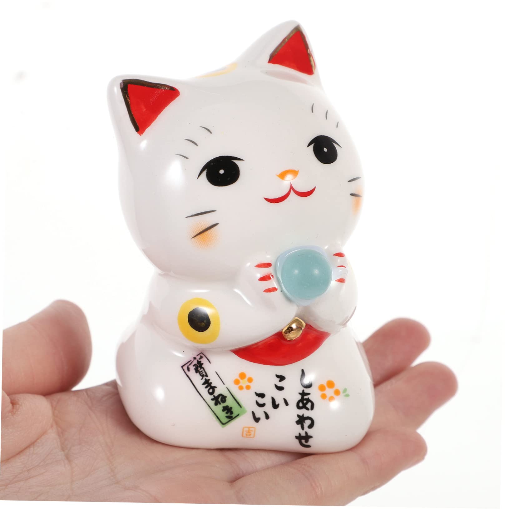 Alipis 5 Piezas Gato Suertudo Mini Maneki-Neko Dinero Gato Modelo Figura Decoración del Gato De La Fortuna Decoración Japonesa para El Hogar Estatuillas De Miniaturas Auto Cerámica