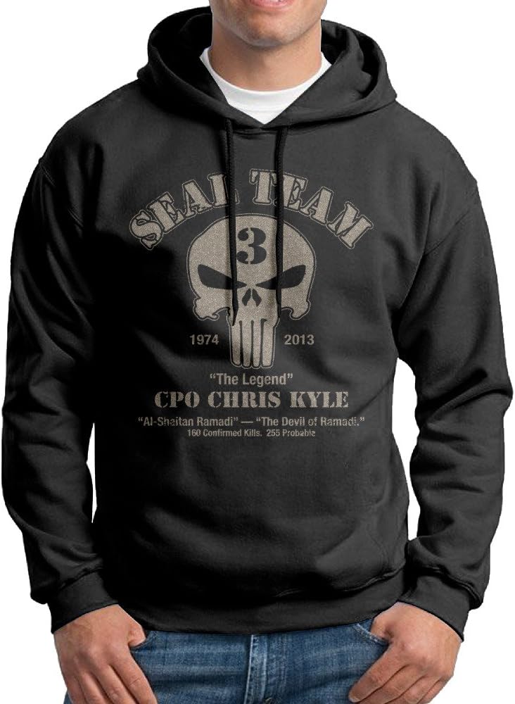 Chris Kyle American Sniper Men Fashion Pullover Hooded Sweatshirt Black