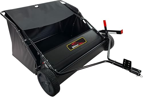 Brinly 42" Tow-Behind Lawn Sweeper in Hammered Finish with High-Velocity Brushes, Hammered Black
