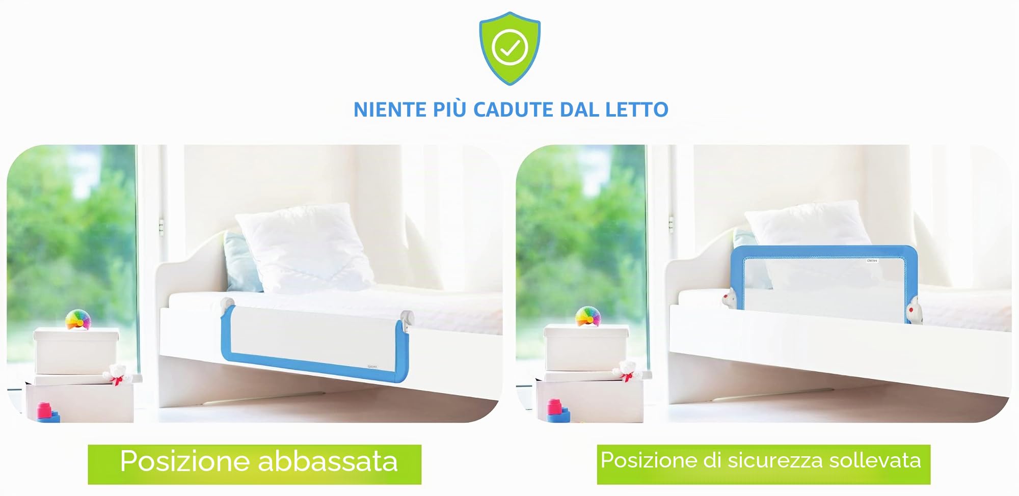 Littles barriera per letto bambini. Pieghevole. 110 x 48.5 cm, Blu