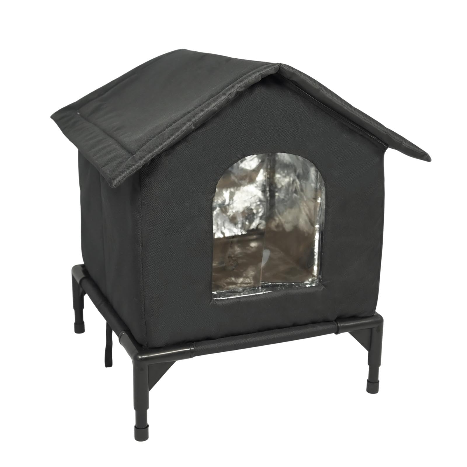 MagiDeal Outdoor Cat House Warm Insulated Waterproof Cats Tent Feral Kitten Cat Shelter Outdoor Cats Kennel for Winter Backyard Outside Garden Barn, S Black