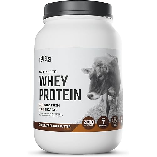 Levels Grass Fed Whey Protein Powder, No Artificials, 24G of Protein, Chocolate Peanut Butter, 2LB