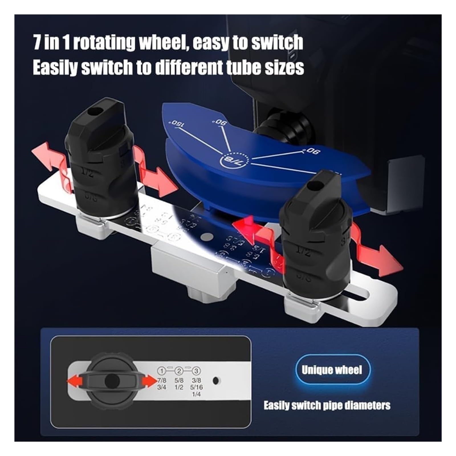 Dobladora eléctrica de tubos, herramienta de doblado de tubos de cobre, trinquete de refrigeración recargable, tubo de 1/4 a 3/4 pulgadas