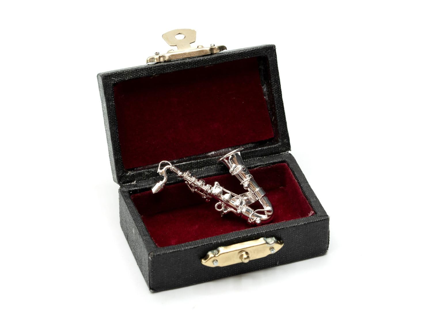 Miniblings Saxofon Brosche Sax Saxofonbrosche Saxophon +Box versilbert | Für Revers, Jacke oder Tasche, aus Berlin, ein Stück mit Persönlichkeit