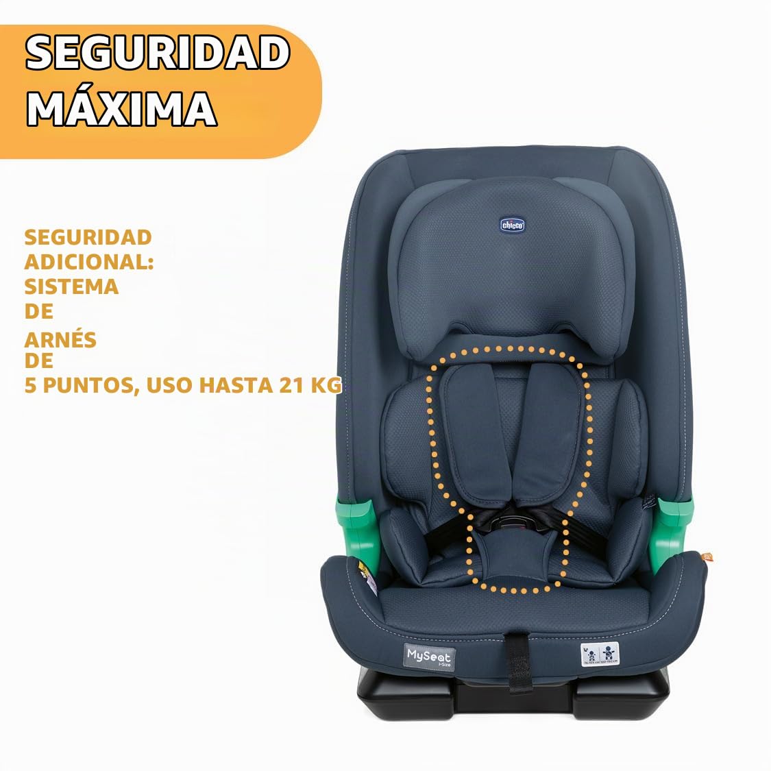 Chicco My Seat i-Size Silla de Coche ISOFIX para Niños de 76 a 150 cm, Evolutiva para Bebés de 15 meses a 12 años, Grupo 1, 2, 3, Reposacabezas Ajustable y Protección Lateral, Gris