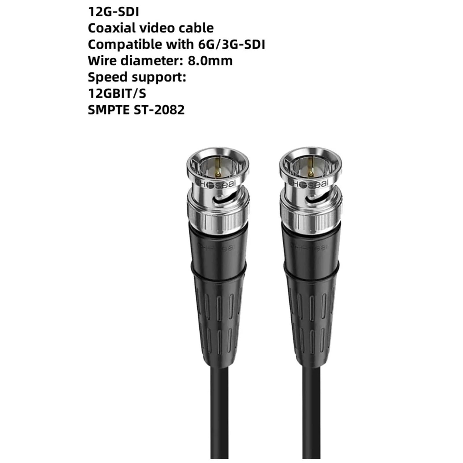 Kabel koncentryczny 12G-SDI BNC - linia transmisji sygnału 3G-SDI do monitorowania wideo - dostępny w rozmiarach 5 m, 10 m, 15 m, 20 m i 25 m (12G-SDI 10 m)