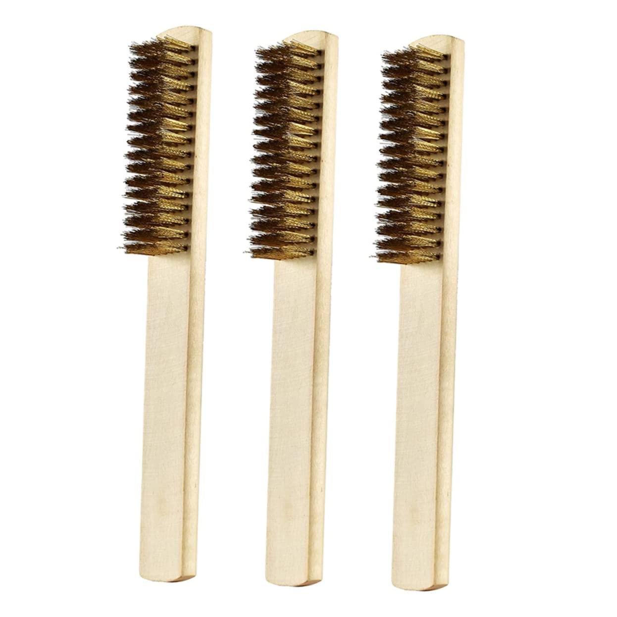 MUCKLILY Stainless Steel Wire Brush Rust Removal Tool Wood Handle Brush Set for Cleaning Polishing