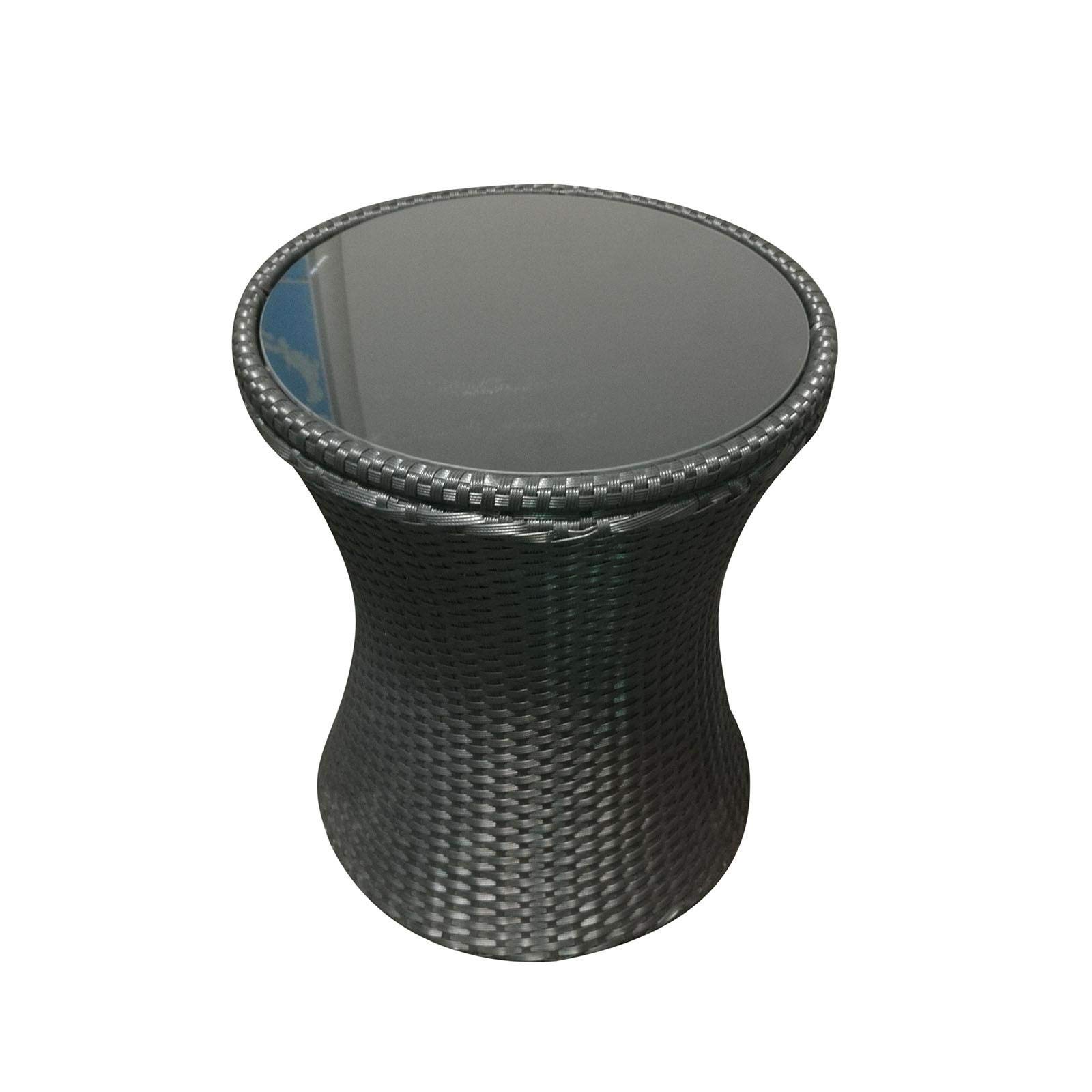 Buy Azuma Drinks Cooler Table With Glass Table Top Rattan Effect Garden Furniture Black