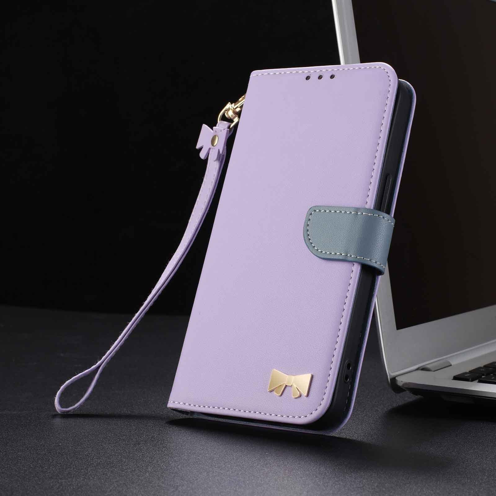 Étui compatible avec iPhone 14 violet clair portefeuille à rabat - 8