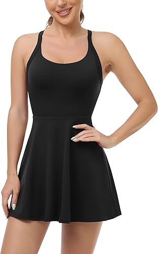 Miniatura 2 de Vestido de tenis de entrenamiento para mujer con pantalones cortos integrados y brasier deportivo para golf, ropa deportiva para ejercicio