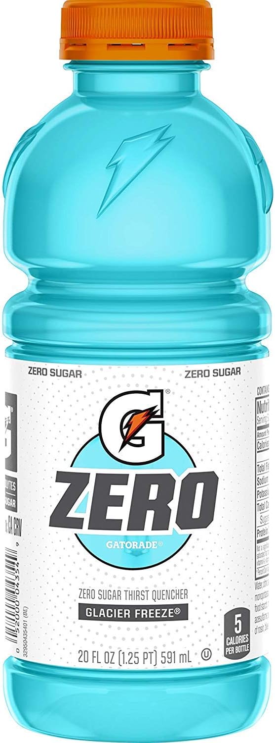 Gatorade Zero Sugar Thirst Quencher, Glacier Freeze, 20 Fl Oz (Pack of 12)