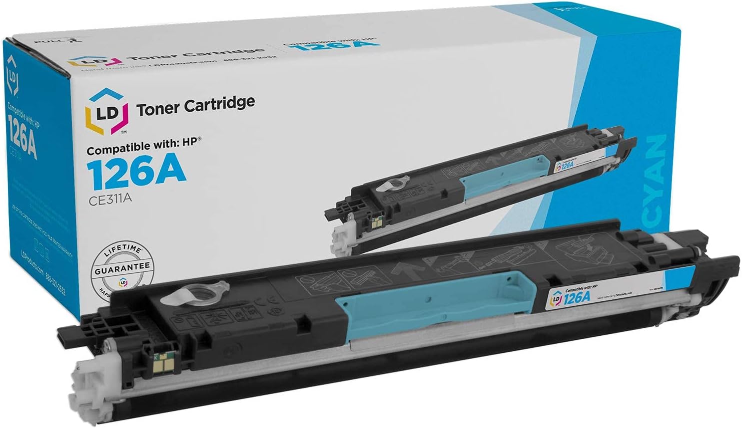 LD Products Remanufactured Toner Cartridge Replacement for HP 126A CE311A (Single Cyan) Compatible with the Following HP Printer Models CP1025nw M175nw MFP M175a M275