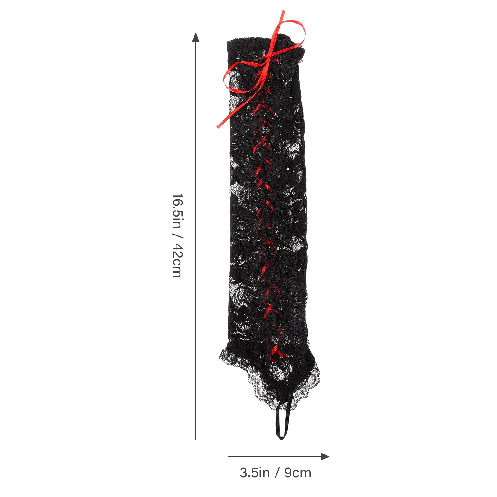 LUOZZY Halloween Lace Arm Gloves Tying Up Gloves Festival Props Costume Elbow Arm Lace Sleeves Party Favors - Black Red